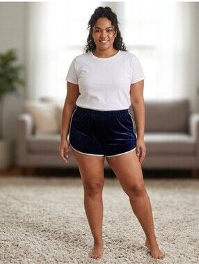 Bozzolo Velvet Dolphin Shorts Navy Blue Plus Size 3X